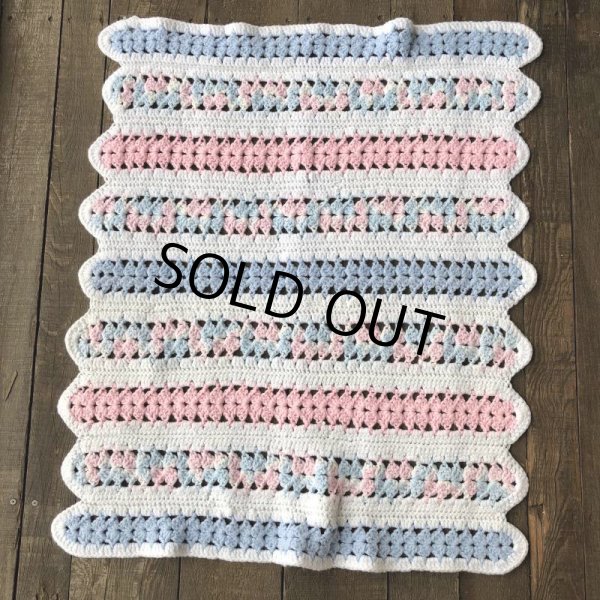 画像4: Vintage U.S.A Baby Knit Blanket Rug 70x80 cm (S080)  (4)