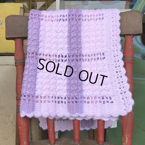 画像2: Vintage U.S.A Baby Knit Blanket Rug 100x85 cm (S079)  (2)
