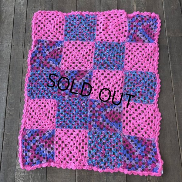 画像3: Vintage U.S.A Knit Blanket Rug 98x76 cm (S081)  (3)