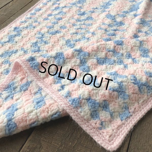 画像3: Vintage U.S.A Baby Knit Blanket Rug 90x70 cm (S078)  (3)