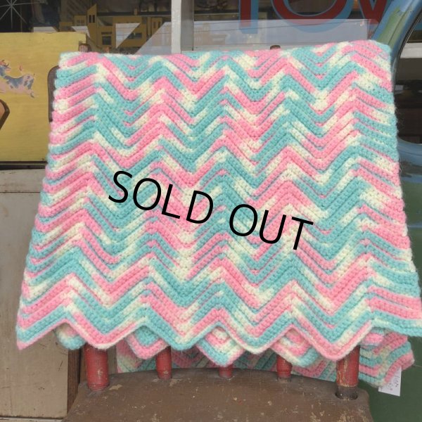 画像2: Vintage U.S.A Baby Knit Blanket Rug 100x90 cm (S075)  (2)