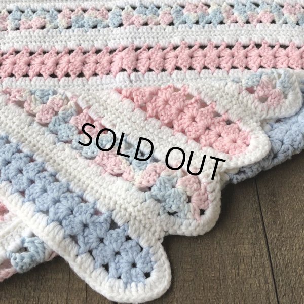 画像3: Vintage U.S.A Baby Knit Blanket Rug 70x80 cm (S080)  (3)