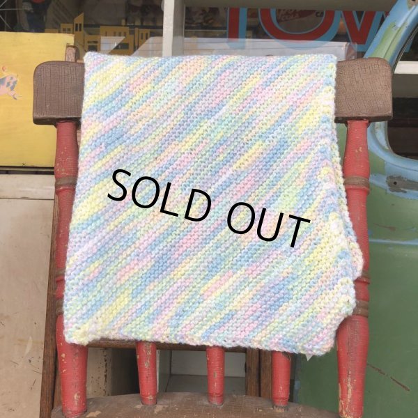 画像2: Vintage U.S.A Baby Knit Blanket Rug 70x70 cm (S076)  (2)