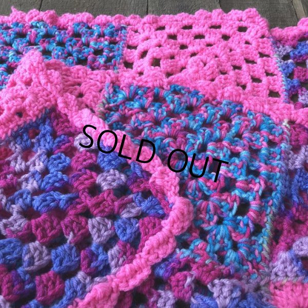 画像2: Vintage U.S.A Knit Blanket Rug 98x76 cm (S081)  (2)