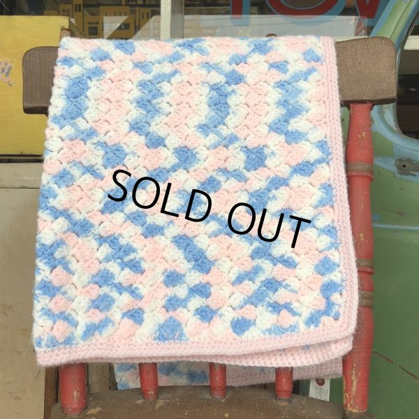 画像2: Vintage U.S.A Baby Knit Blanket Rug 90x70 cm (S078)  (2)