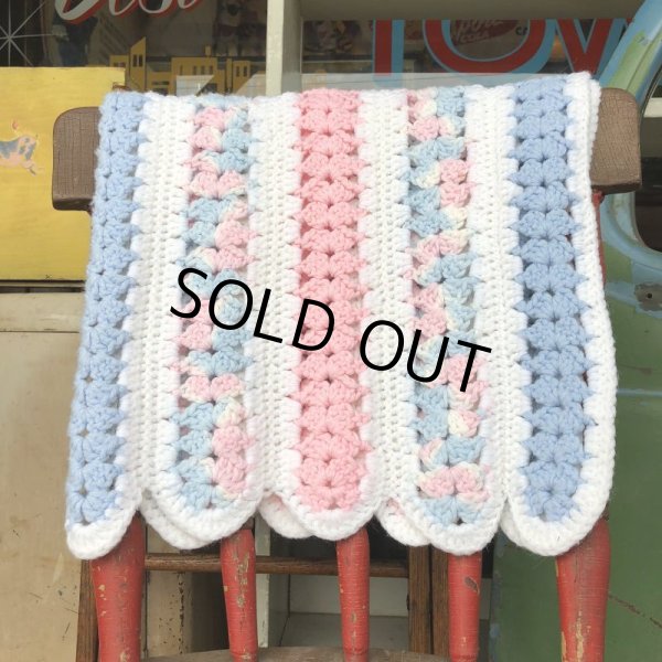 画像2: Vintage U.S.A Baby Knit Blanket Rug 70x80 cm (S080)  (2)