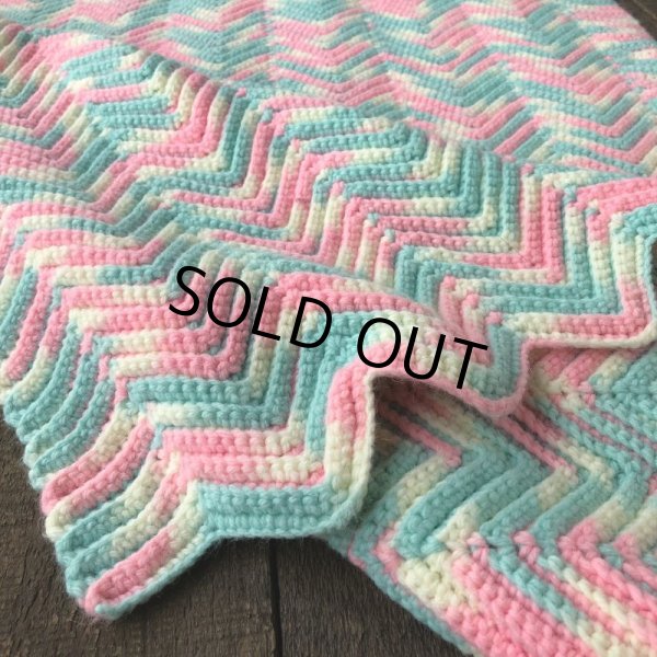 画像3: Vintage U.S.A Baby Knit Blanket Rug 100x90 cm (S075)  (3)