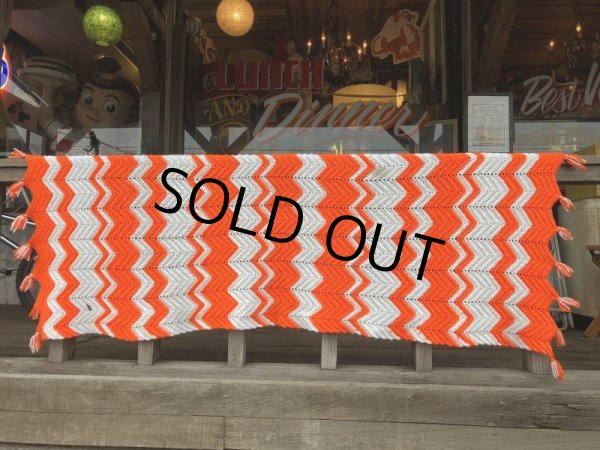 画像2: Vintage U.S.A Knit Blanket Rug 190x135 cm (S068)  (2)