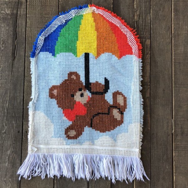 画像6: Vintage Rainbow Parasol Bear Rag Mat (S149) (6)