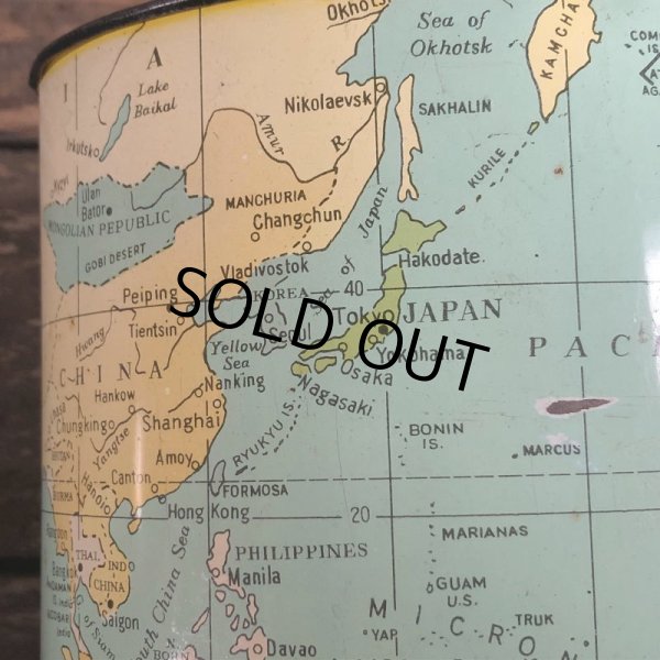 画像10: Vintage World Map Trash Can (S205) (10)