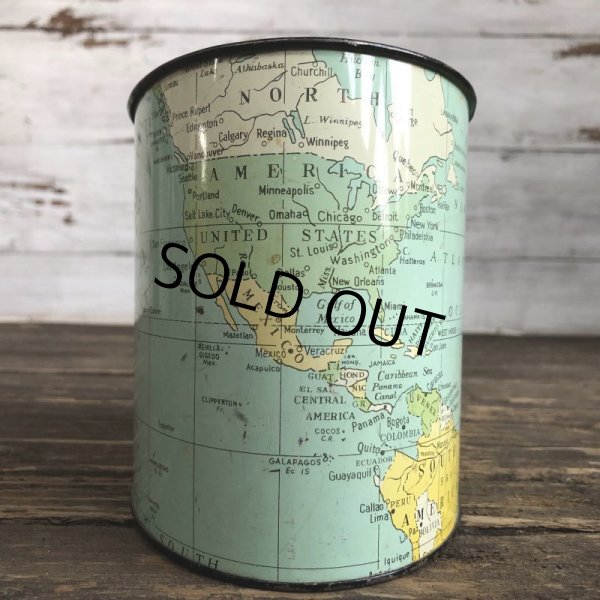 画像3: Vintage World Map Trash Can (S205) (3)