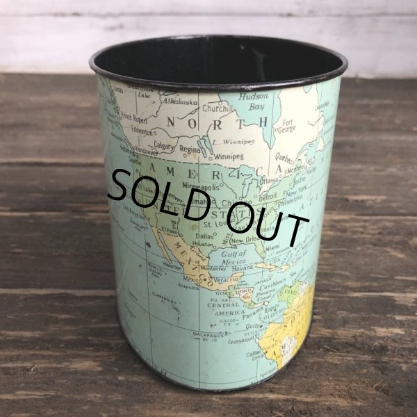 画像4: Vintage World Map Trash Can (S205) (4)