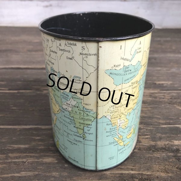 画像7: Vintage World Map Trash Can (S205) (7)
