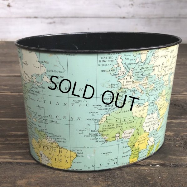 画像2: Vintage World Map Trash Can (S205) (2)
