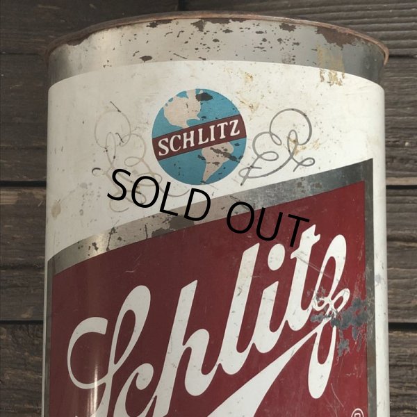 画像8: 60s Vintage Schlitz Beer Tin Trash Waste Can (S256) (8)