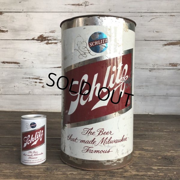 画像1: 60s Vintage Schlitz Beer Tin Trash Waste Can (S256) (1)