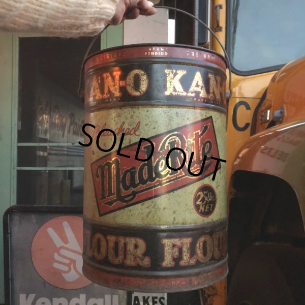 画像11: Vintage Bleached Made Rite Flour KAN-O tin pail can (S289)  (11)