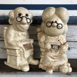 画像1: Vintage Message Doll Big Size Grandpa Grandpma Set (S316)  (1)