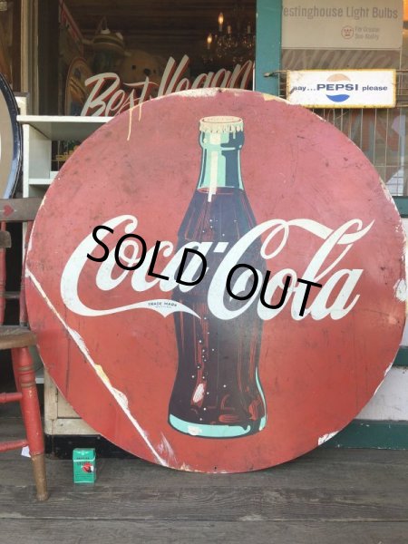 画像1: Vintage Coca-Cola Original Huge Round Sign (S329） (1)