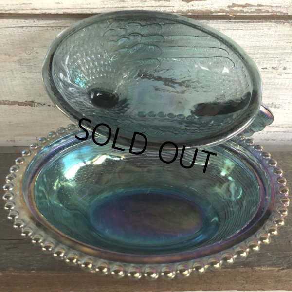 画像8: Vintage Carnival Indiana Glass Iridescent Hen On Nest Candy Dish (S333) (8)