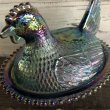 画像6: Vintage Carnival Indiana Glass Iridescent Hen On Nest Candy Dish (S333) (6)