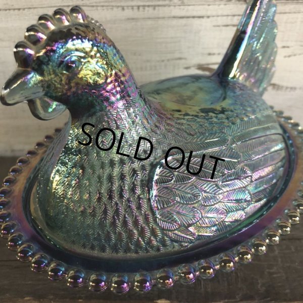 画像6: Vintage Carnival Indiana Glass Iridescent Hen On Nest Candy Dish (S333) (6)