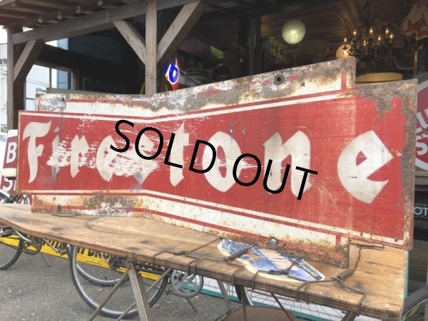 画像6: 50s Vintage Firestone Tires Double-sided Bow-tie Sign (S344） (6)