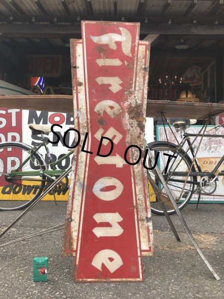 画像9: 50s Vintage Firestone Tires Double-sided Bow-tie Sign (S344） (9)