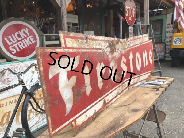 画像2: 50s Vintage Firestone Tires Double-sided Bow-tie Sign (S344） (2)