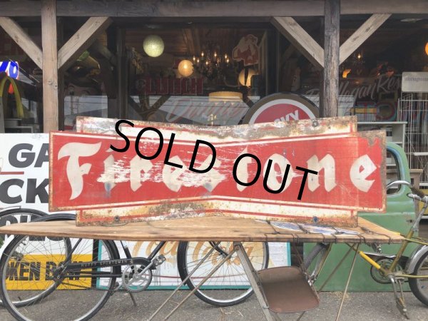 画像4: 50s Vintage Firestone Tires Double-sided Bow-tie Sign (S344） (4)