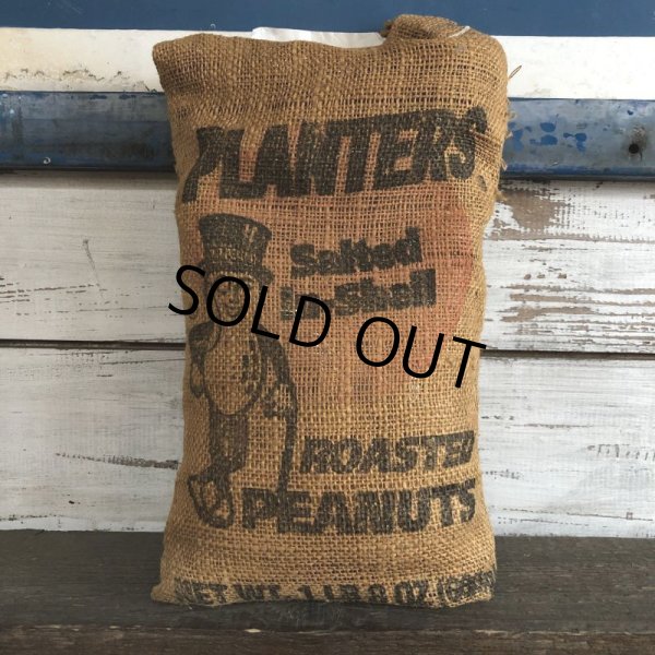 画像1: Vintage Planters Mr Peanuts Burlap Bag ROASTED PEANUTS 1LB (S422) (1)