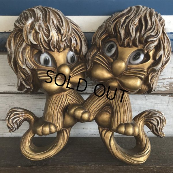 画像1: 70s Vintage Homco Wall Deco Gold Lion (S434)  (1)