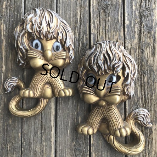 画像2: 70s Vintage Homco Wall Deco Gold Lion (S434)  (2)