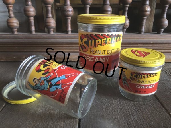 画像1: 80s Vintage Super Man DC comics PEANUT BUTTER Jar Bottles (S444) (1)