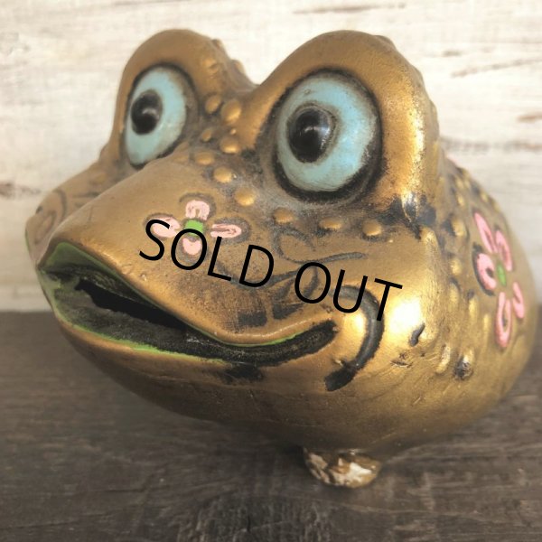 画像6: Vintage Ceramic Frog Bank Hippie Flower Power Psychedelic Gold (S489) (6)
