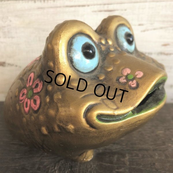 画像7: Vintage Ceramic Frog Bank Hippie Flower Power Psychedelic Gold (S489) (7)