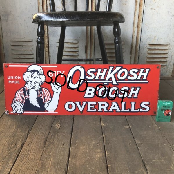 画像1: Vintage OshKosh B'Gosh Overalls Uncle Sam Porcelain Sign (S513) (1)