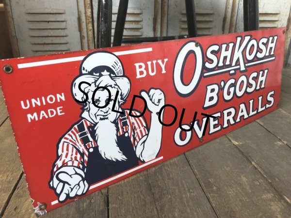 画像4: Vintage OshKosh B'Gosh Overalls Uncle Sam Porcelain Sign (S513) (4)