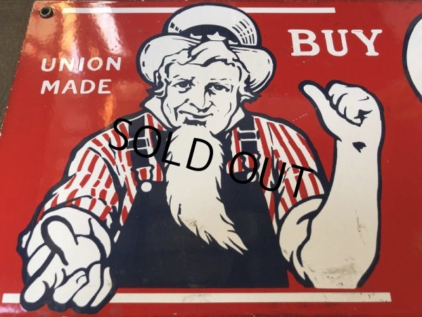 画像3: Vintage OshKosh B'Gosh Overalls Uncle Sam Porcelain Sign (S513) (3)