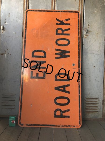 画像1: Vintage Road Sign END ROAD WORK (S576)  (1)