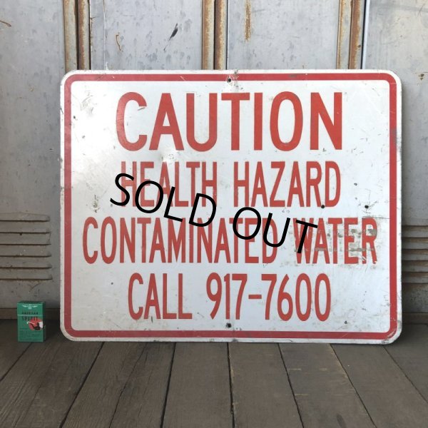 画像1: Vintage Sign CAUTION HEALTH HAZARD CONTAMINATED WATER (S571)  (1)