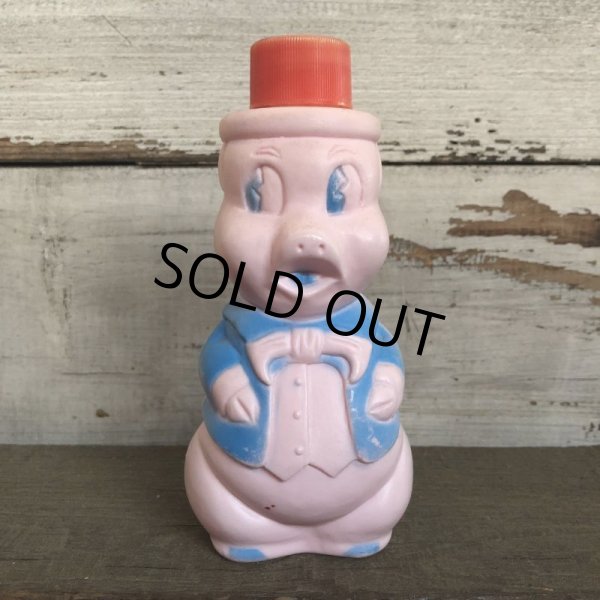 画像1: Vintage Soaky Bobble Bath bottle Little Pig Red (S587) (1)