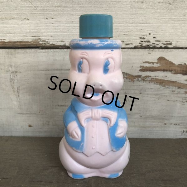 画像1: Vintage Soaky Bobble Bath bottle Little Pig Blue (S588) (1)