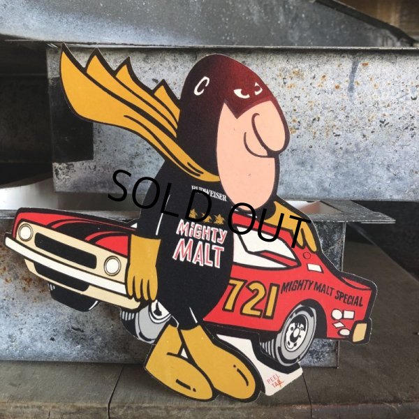 画像1: 70s Vintage Budweiser Bud Man Mighty Malt Sticker Decal (S615） (1)