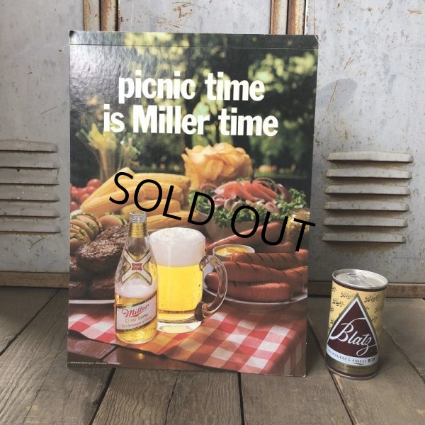 画像1: Vintage Cardboard Sign Miller Beer picnic time is Miller time (S712) (1)