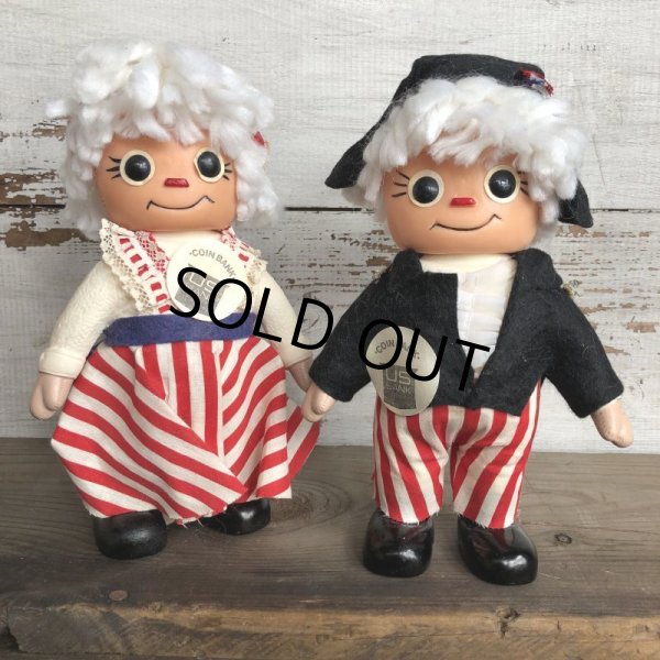 画像1: Vintage 1974 Raggedy Ann & Andy Coin Bank Doll SET (S737)  (1)