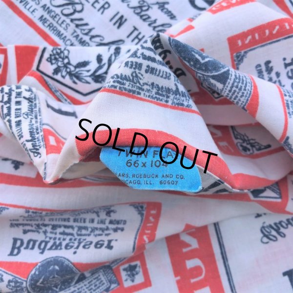 画像6: Vintage Fabric Budweiser Twin Flat (S765)  (6)