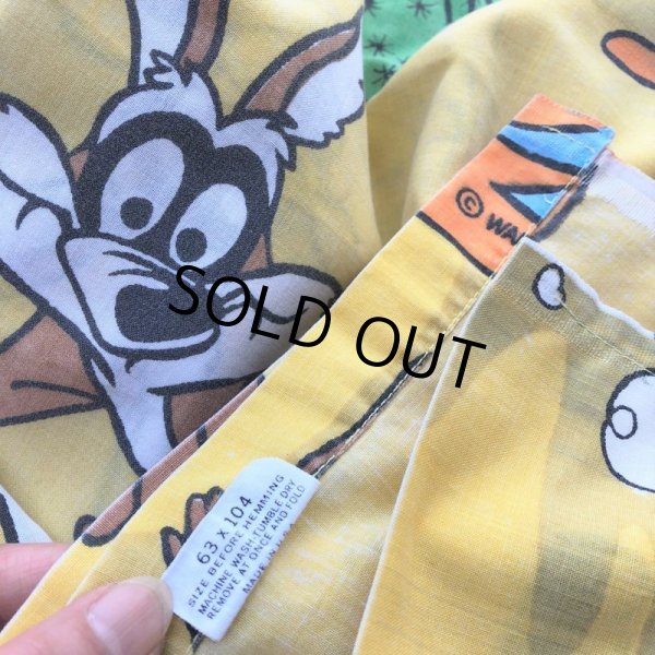 画像7: 70s Vintage Fabric Twin Flat  Road Runner & Wile E. Coyote (S815) (7)