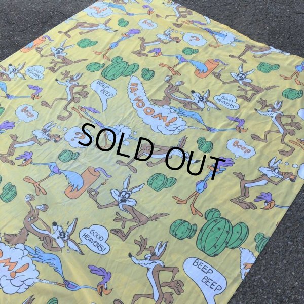 画像3: 70s Vintage Fabric Twin Flat  Road Runner & Wile E. Coyote (S815) (3)