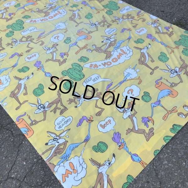 画像4: 70s Vintage Fabric Twin Flat  Road Runner & Wile E. Coyote (S815) (4)